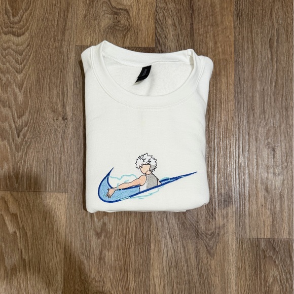 Killua Nike lightning white sweatshirt machine embroidered anime hunter x hunter - Picture 2 of 4